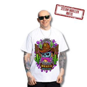 t-shirt męski biały Słoń FPS naklejki gratis